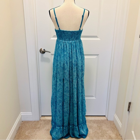 Guess Aqua Blue and White Sleeveless Maxi Sundress SZ S - Picture 2 of 7